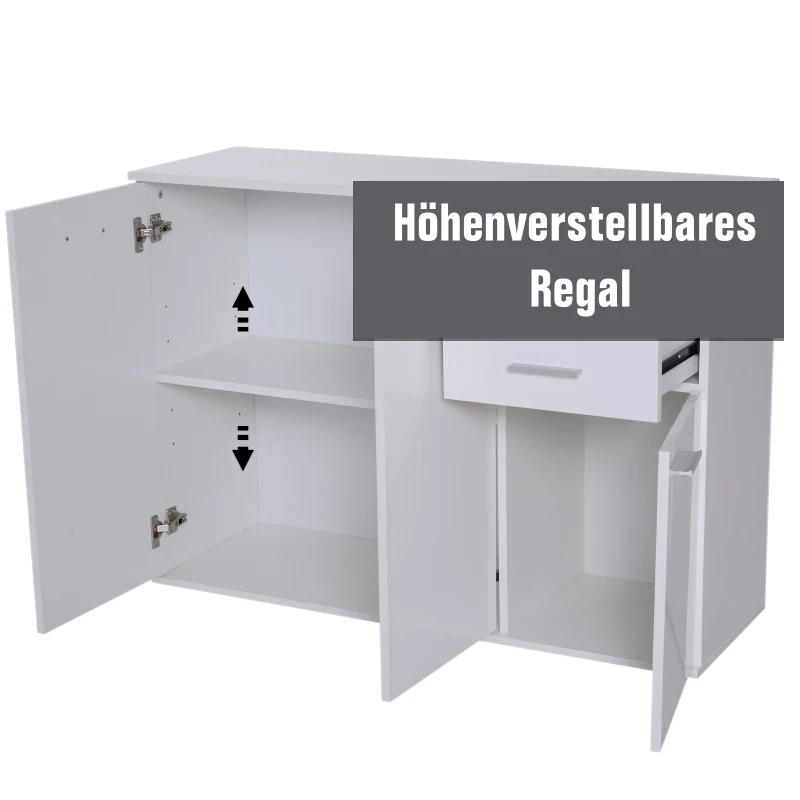 HOMCOM® Kommode Standschrank Sideboard Schubladenkommode Beistellschrank verstellbar Fach mit 2 Schubladen 106 x 35 x 76 cm