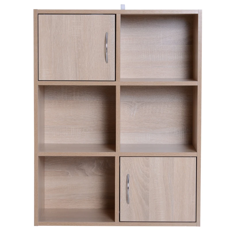 HOMCOM® Standregal mit 6 Fächern | Bücherregal | Schrank | Holz | 61,5 x 29,5 x 80 cm | Natur