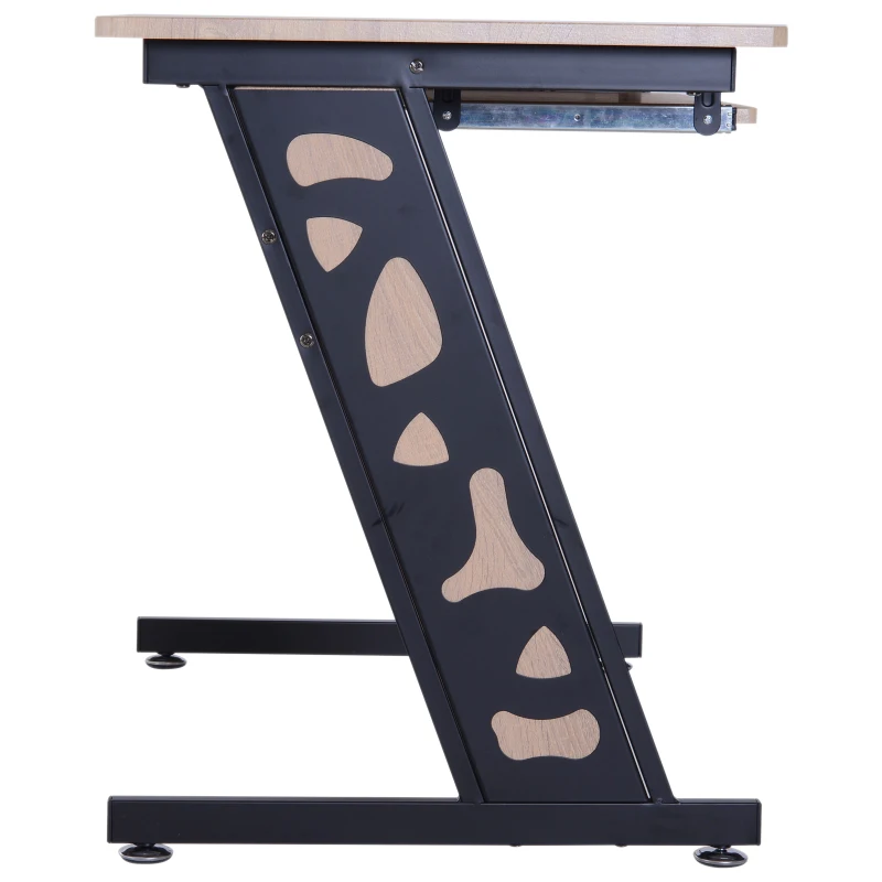 HOMCOM® Computertisch PC-Tisch mit Tastaturauszug Schreibtisch Metall Eiche Schwarz 100 x 60 x 75,5 cm