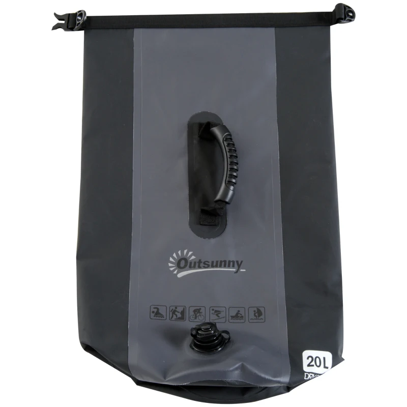 Outsunny® Wasserdichter Rucksack Tasche Beutel Packsack mit Handybeutel 20L Grau