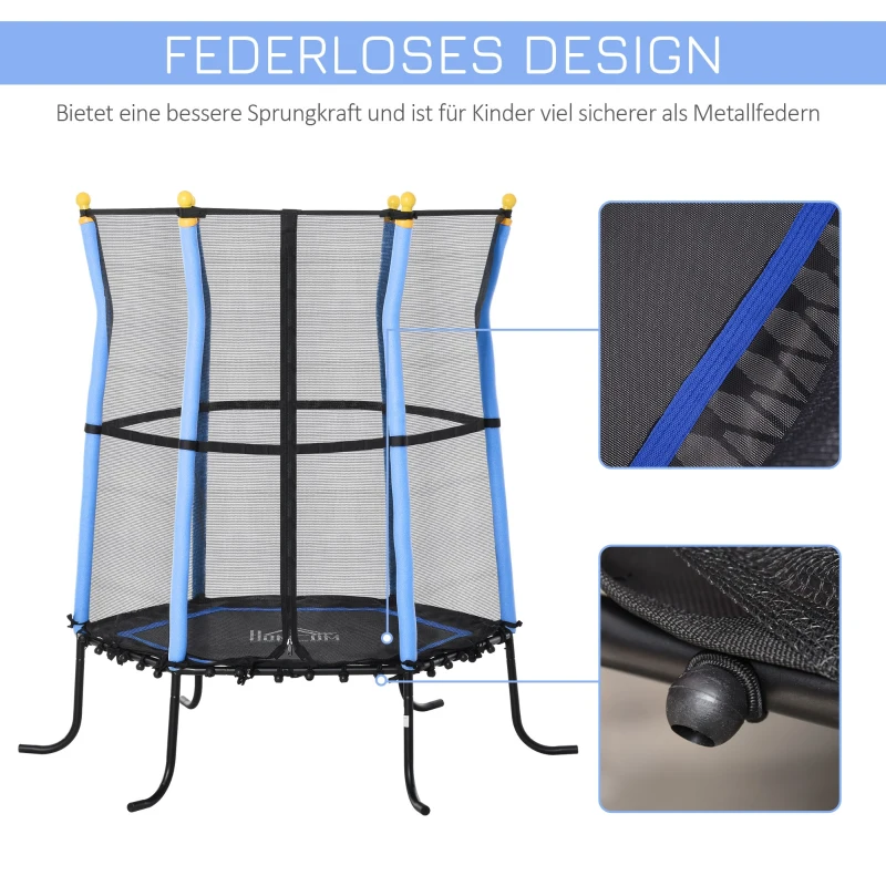 HOMCOM® Trampolin Kinder Gartentrampolin mit Sicherheitsnetz Randabdeckung Ø155cm bis 60kg