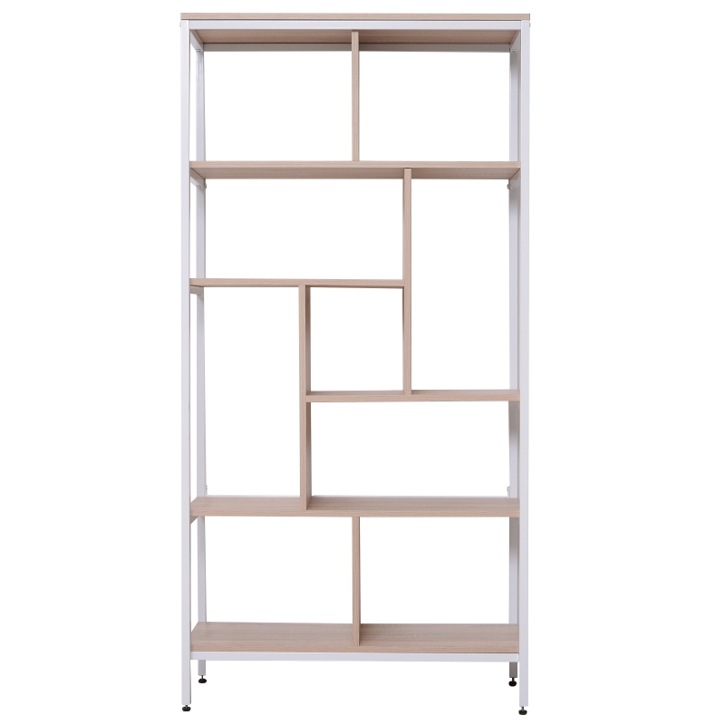 HOMCOM® Bücherregal mit 9 Würfeln | Holzregal | 80x35x160cm | Natur, Weiß