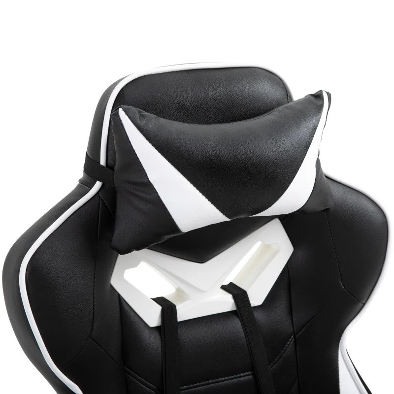 Vinsetto® Gamingstuhl Gamingsessel Fußstütze Liegefunktion Weiß Schwarz