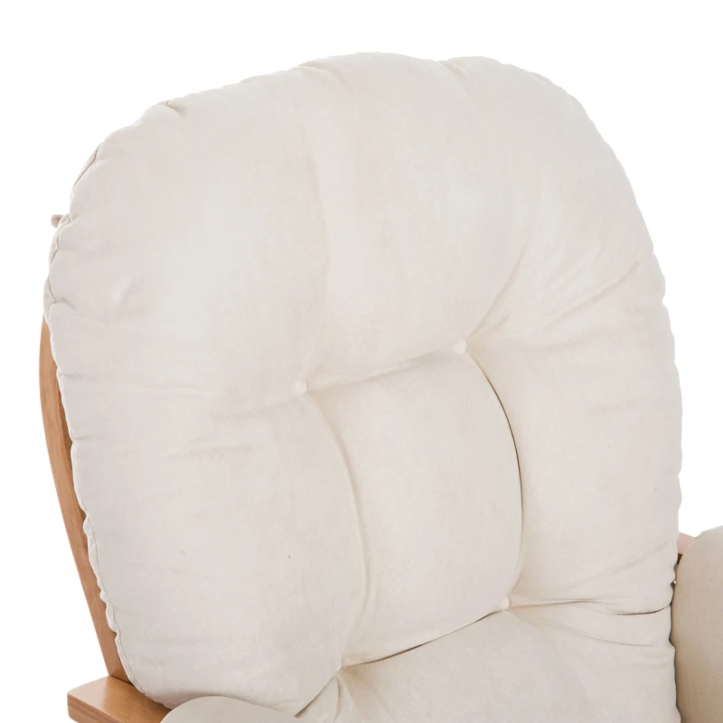 HOMCOM® Schaukelstuhl zum Stillen Entspannungsstuhl Stillstuhl Relaxsessel mit Hocker und Armlehne 120 kg  Belastbarkeit Holz Kunstwildleder Natur B96 x T60 x H96cm