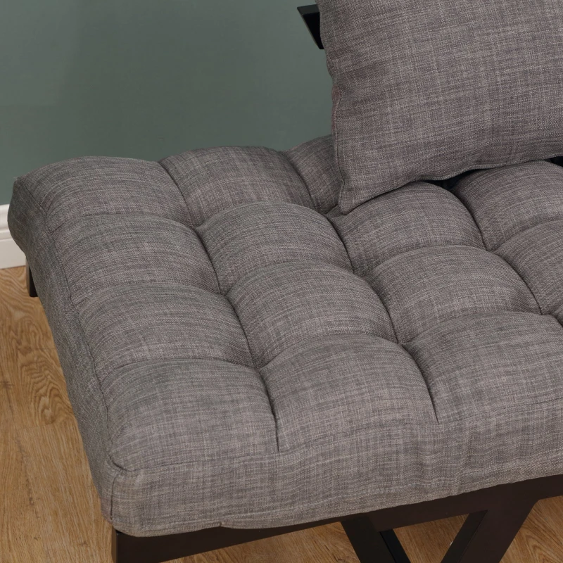 HOMCOM® Schlafsofa Klappsofa 2-Sitzer Stoffsofa Chaiselongue Metall Leinen Dunkelgrau 155 x 65 x 57 cm