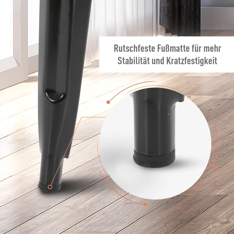 HOMCOM Barhocker mit Fußstütze | Stapelbar | Metall | 44 x 53 x 116 cm | Schwarz