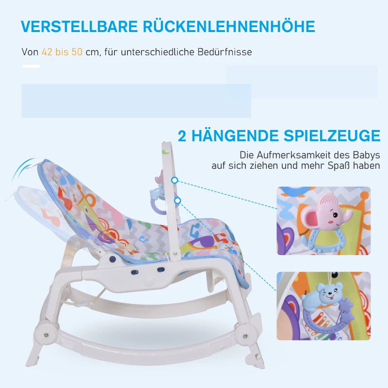 HOMCOM® Baby Schaukelsitz Schaukelstuhl vibrierende Babywippe mit Musik Tiermuster