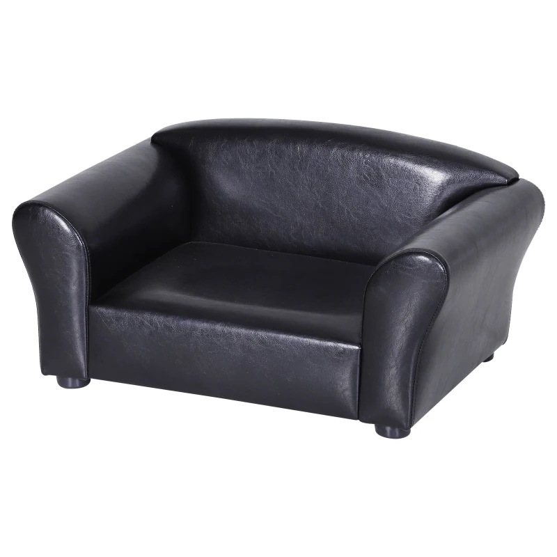 PawHut® Hundesofa Hundebett Hundecouch Haustierbett Hundematte Kunstleder Schwarz