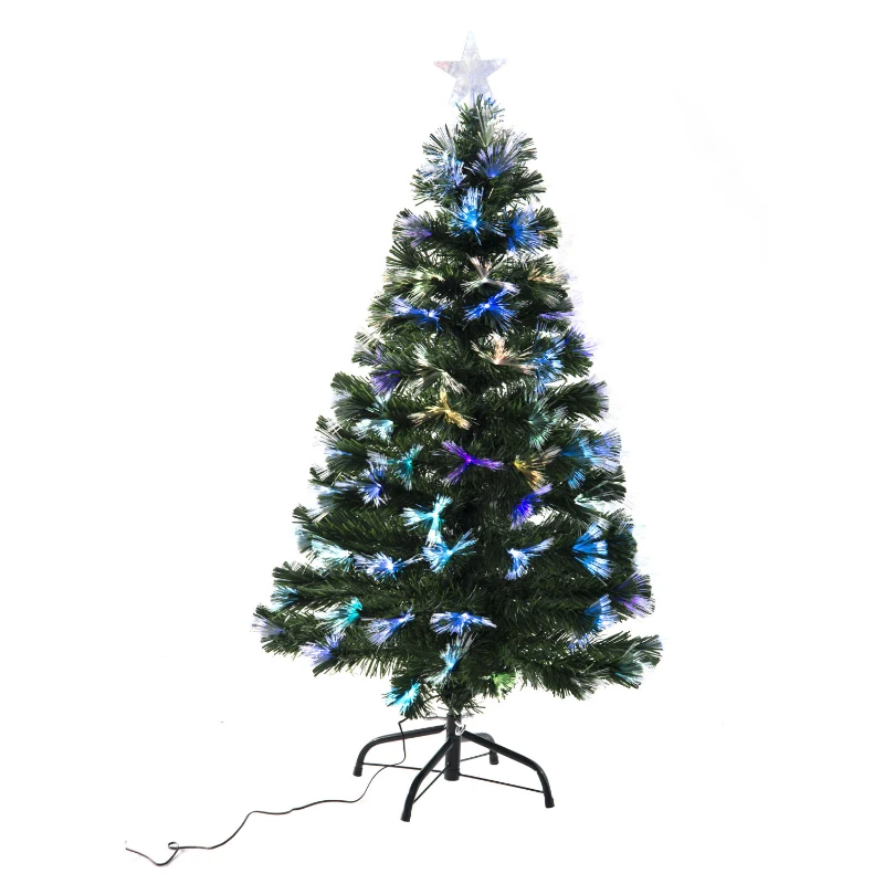 HOMCOM Weihnachtsbaum mit Ständer Glasfaser 7 Farben 150cm
