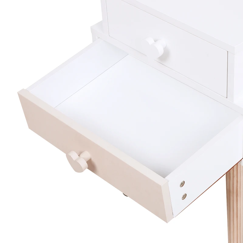 HOMCOM® Kinderzimmer Nachttisch 2er Set Beistelltisch Nachtschrank mit 2 Schubladen MDF Rosa