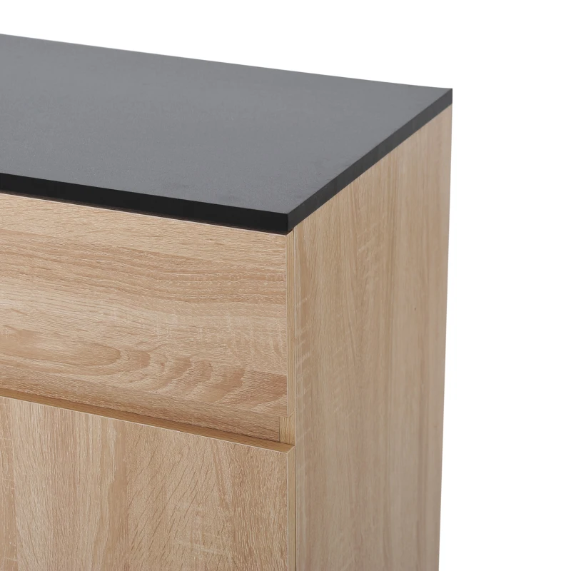 HOMCOM® Küchenwagen Servierwagen Rollwagen Rollbar aus Spanplatte Eiche 78 x 39,5 x 88,5 cm