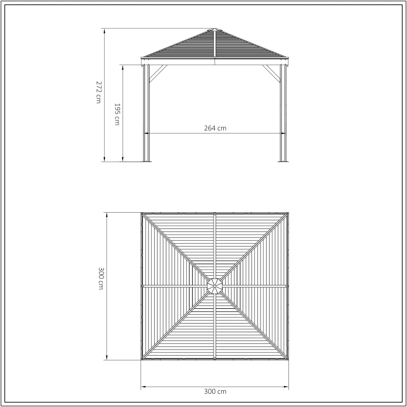 Outsunny® Pavillon Partyzelt Festzelt Gartenlaube mit Seitenwände Stahldach Aluminium Grau