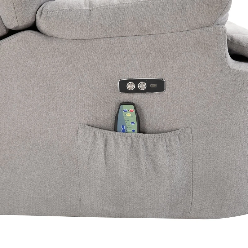 HOMCOM® Massagesessel mit Wärmefunktion Relaxsessel Fernbedienung USB Kurzplüsch Grau