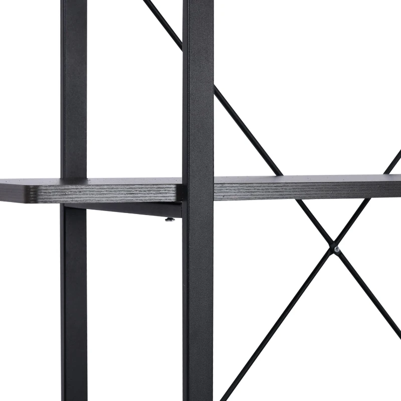 HOMCOM® Standregal Aktenregal Bücherregal Holzregal Lagerregal 4 x Fach Schwarz 105 x 33,8 x 138 cm