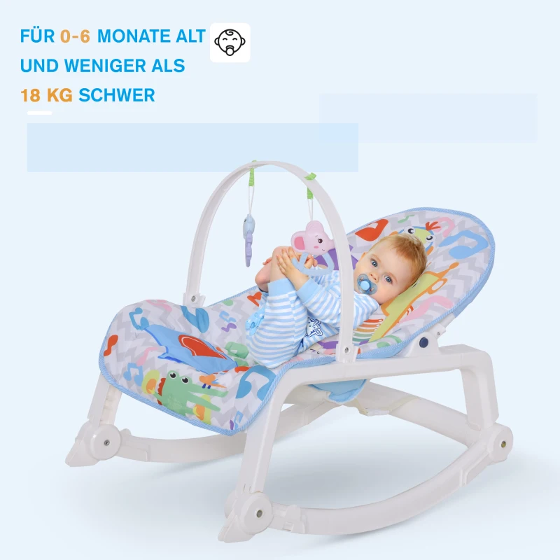 HOMCOM® Baby Schaukelsitz Schaukelstuhl vibrierende Babywippe mit Musik Tiermuster