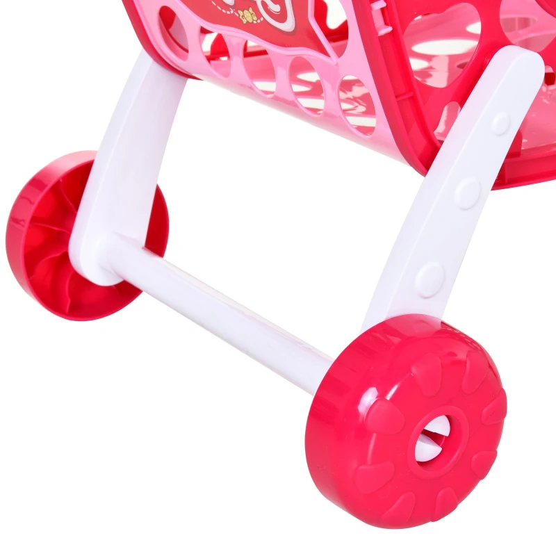 HOMCOM® Einkaufswagen für Kinder Kinderspielzeug Kaufladen Spielzeug Kunststoff Rosa