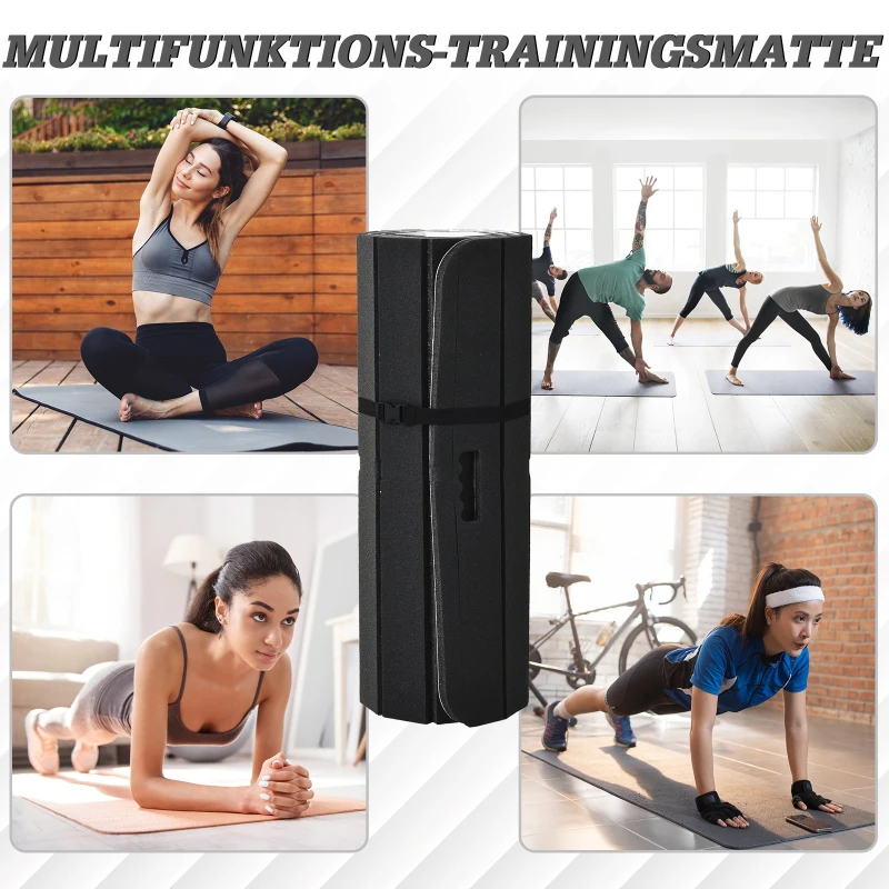 HOMCOM® Yogamatte Rutschfeste Sportmatte Gymnastikmatte mit Tragegurt Weiß
