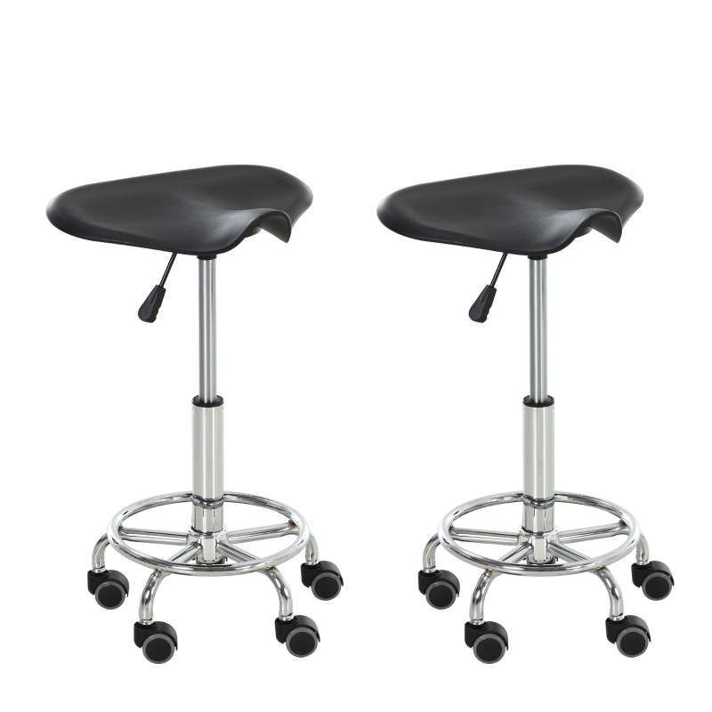 HOMCOM® Sattelhocker für Büro Salon Massage verstellbar Drehhocker Rollhocker Schwarz