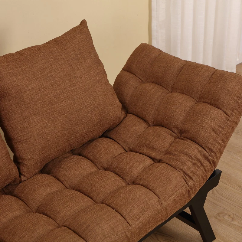 HOMCOM®  Zweisitzer Schlafsofa | Chaiselongue | Metall, Leinen | Braun | 155 x 65 x 57 cm