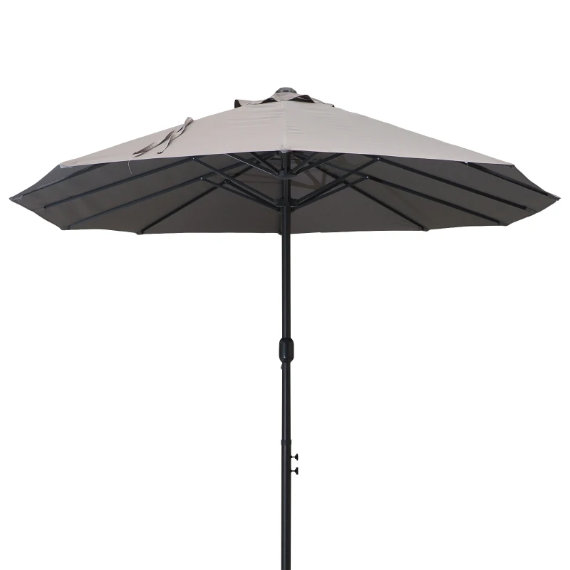 Outsunny® Doppelsonnenschirm mit Ständer Gartenschirm Marktschirm Terrasse Stahl Grau