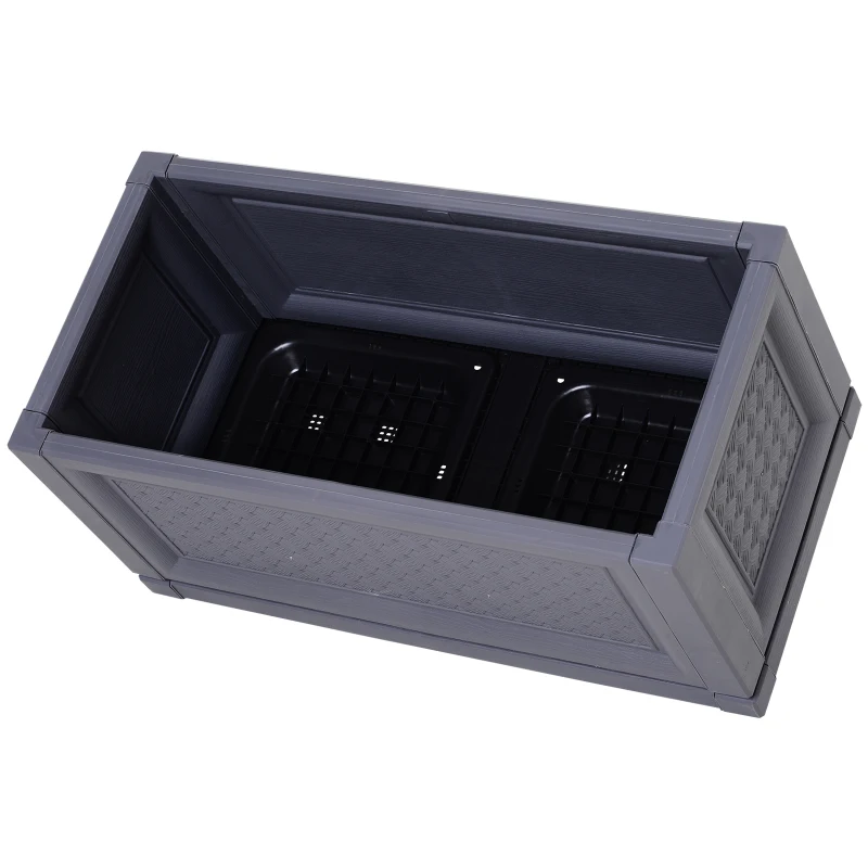 Outsunny® Gartenbeet Hochbeet Pflanzkasten Blumenkasten 2 Muster Abflusslöcher PP Grau 60 x 30 x 29 cm