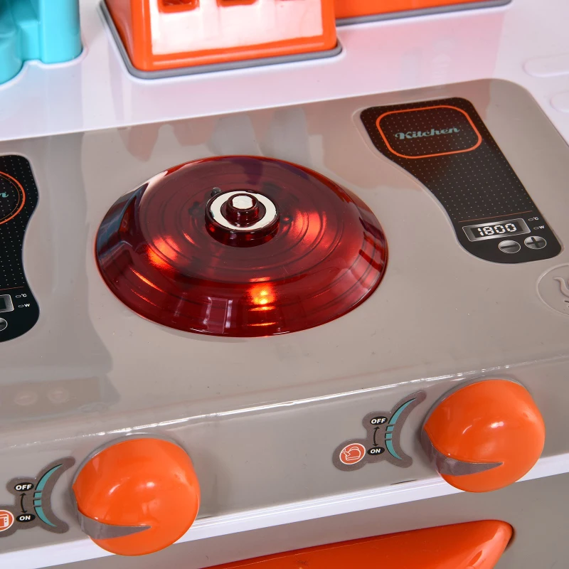 HOMCOM® 34-teilige Kinder-Spielküche Licht- und Soundeffekte Lernspielzeug Kunststoff