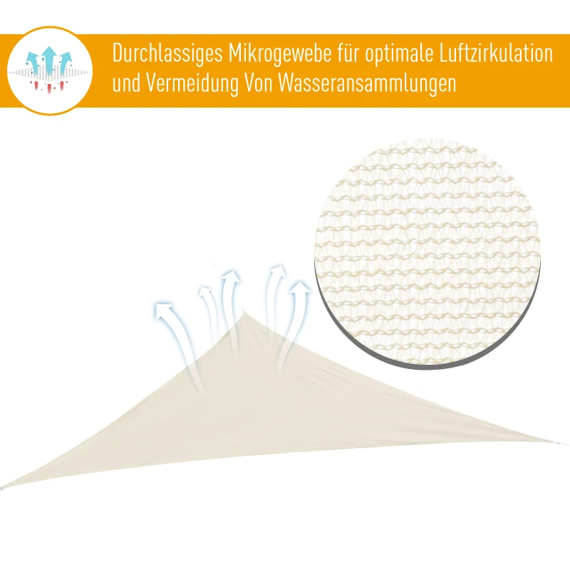 Outsunny® Sonnensegel (cream) Dreieck 3x3x3 m HDPE - atmungsaktiv