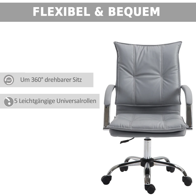 Vinsetto® Bürostuhl Drehstuhl höhenverstellbar rollbar ergonomisch PU grau 64 x 57 x (91–101) cm