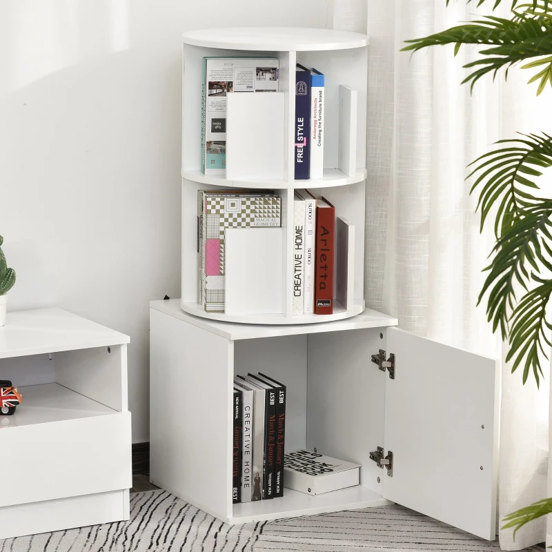 HOMCOM® Bücherregal 2-in-1 Standregal Drehregal 360 ° drehbar Abnehmbar Weiß