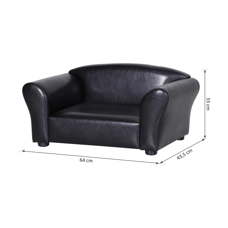 PawHut® Hundesofa Hundebett Hundecouch Haustierbett Hundematte Kunstleder Schwarz