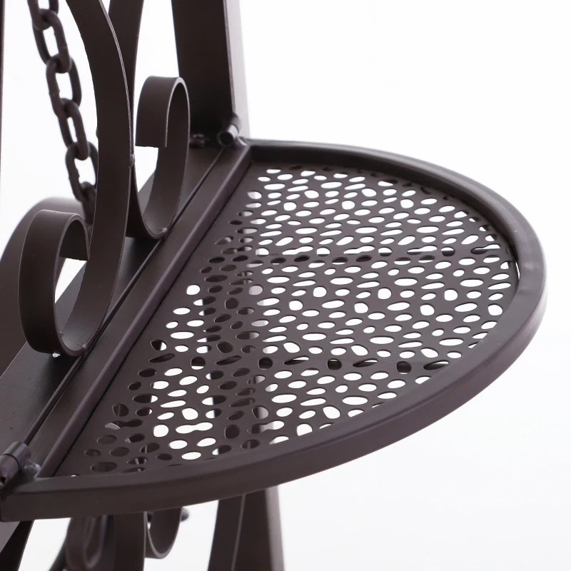 Outsunny® Hollywoodschaukel für 2 Personen Gartenschaukel mit Ablagen Stahl Braun