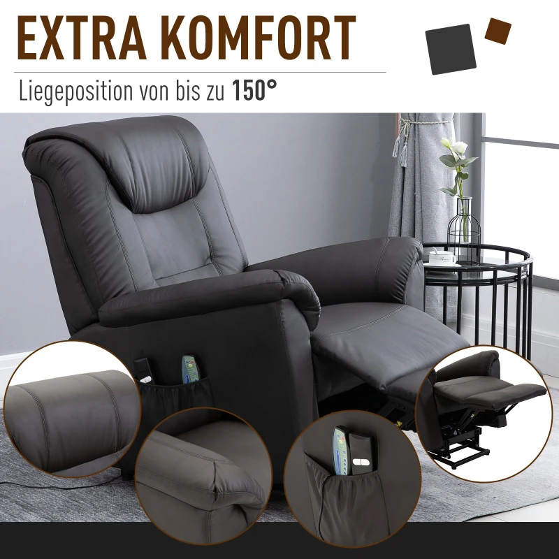 HOMCOM® Massagesessel mit Wärmefunktion | Massagestuhl | Braun | 100 x 93 x 105 cm