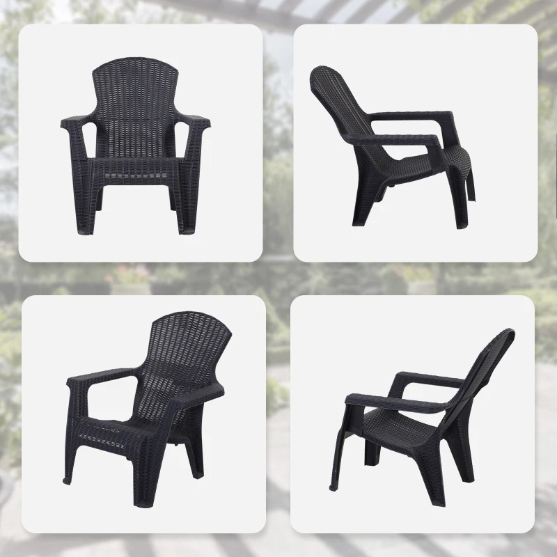Outsunny® Dreiteiliges Gartenmöbel Set Sitzgruppe Stuhl Kaffeetisch Stauraum PP Schwarz