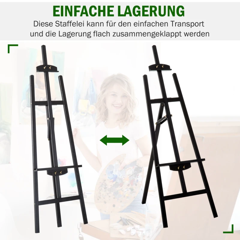 HOMCOM® Staffelei Atelierstaffelei 90° einstellbar Buche Schwarz