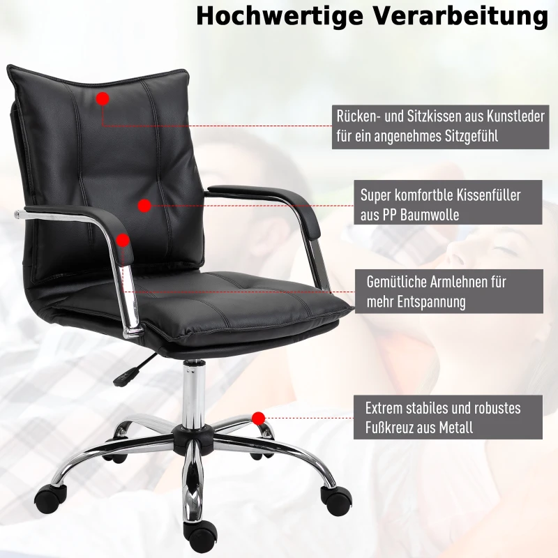 Vinsetto® Bürostuhl Drehstuhl Kunstleder Schwarz