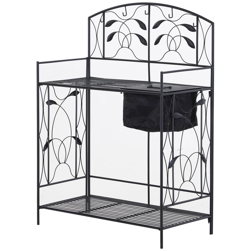 Outsunny Einpflanzstation, Werkbank, Metall, Schwarz