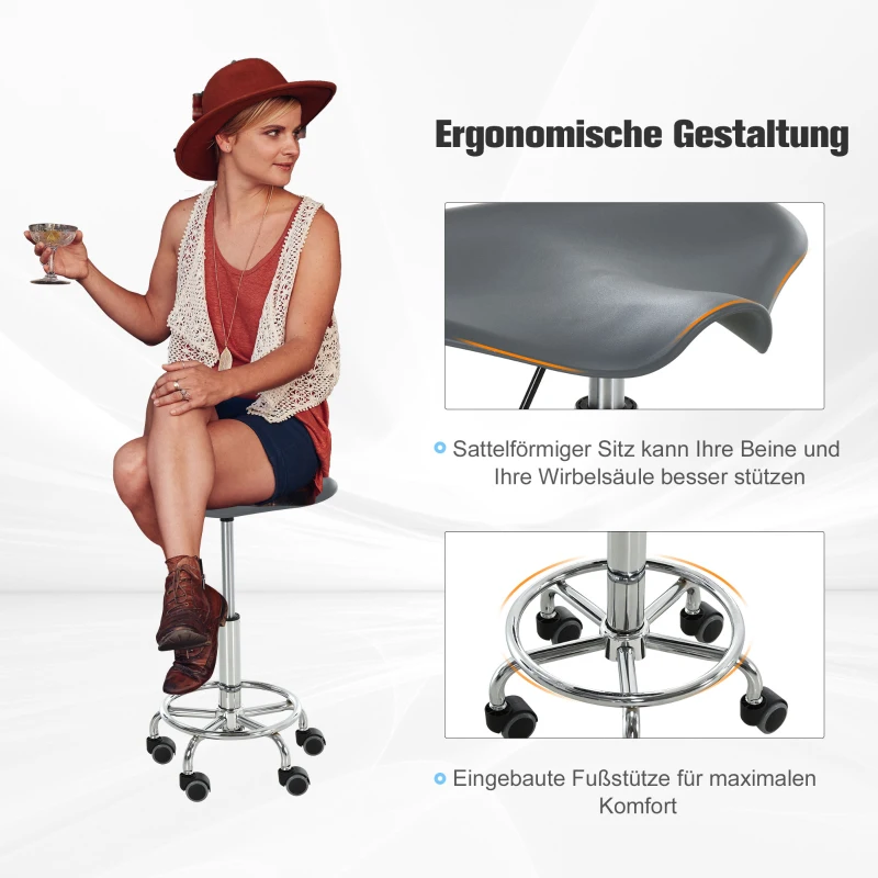 HOMCOM® Hocker-Set 2-teilig Barhocker Bürohocker Hocker Kunststoff Stahl Grau