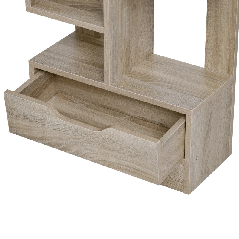 HOMCOM Bücherregal mit 10 Fächer und Schublade, Standregal, Eckbücherregal, E1 Spanplatte, 46 x 20 x 151 cm