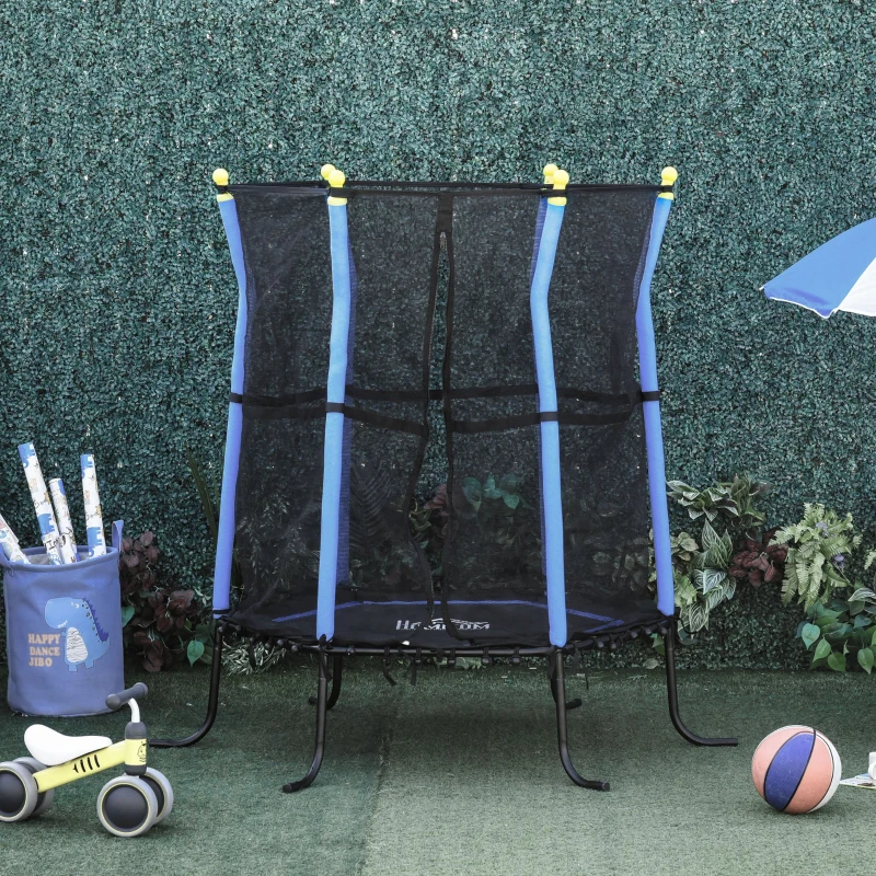 HOMCOM® Trampolin Kinder Gartentrampolin mit Sicherheitsnetz Randabdeckung Ø155cm bis 60kg
