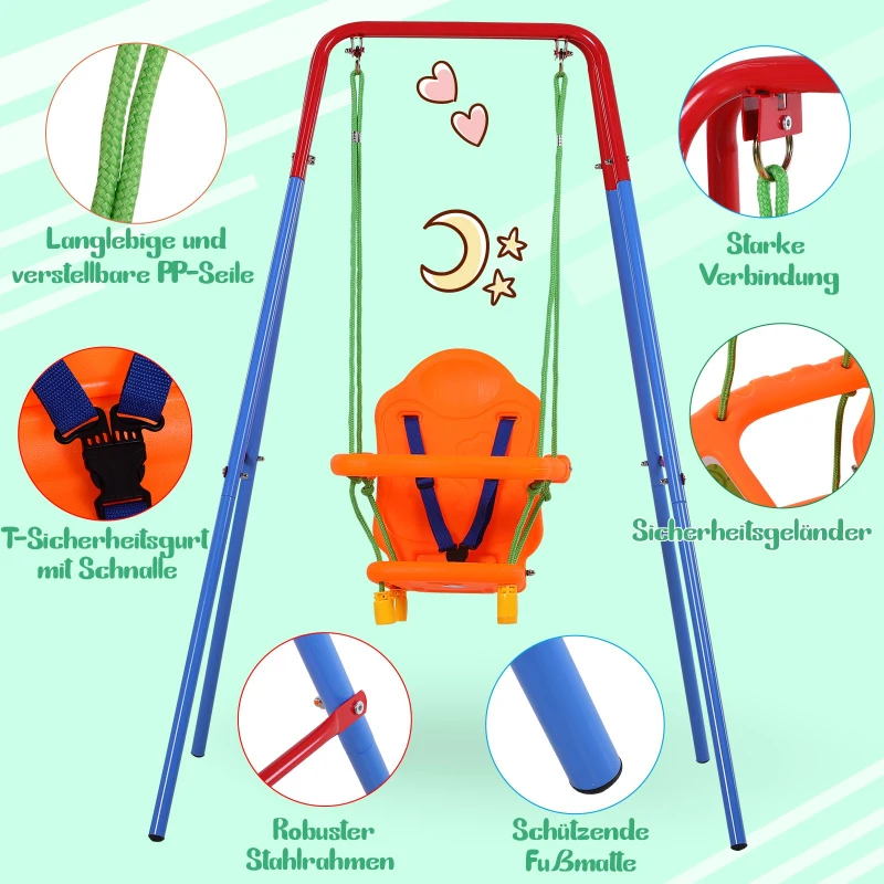HOMCOM® Kinderschaukel mit Sicherheitsgurt Kleinkindschaukel Schaukelsitz ab 1 Jahr PP PE