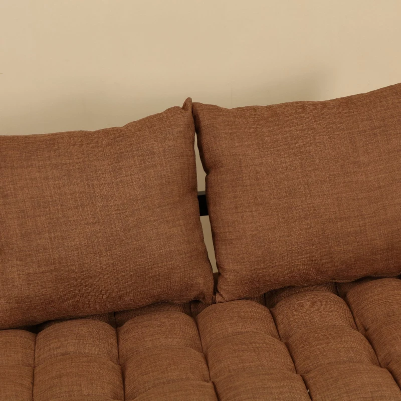 HOMCOM®  Zweisitzer Schlafsofa | Chaiselongue | Metall, Leinen | Braun | 155 x 65 x 57 cm