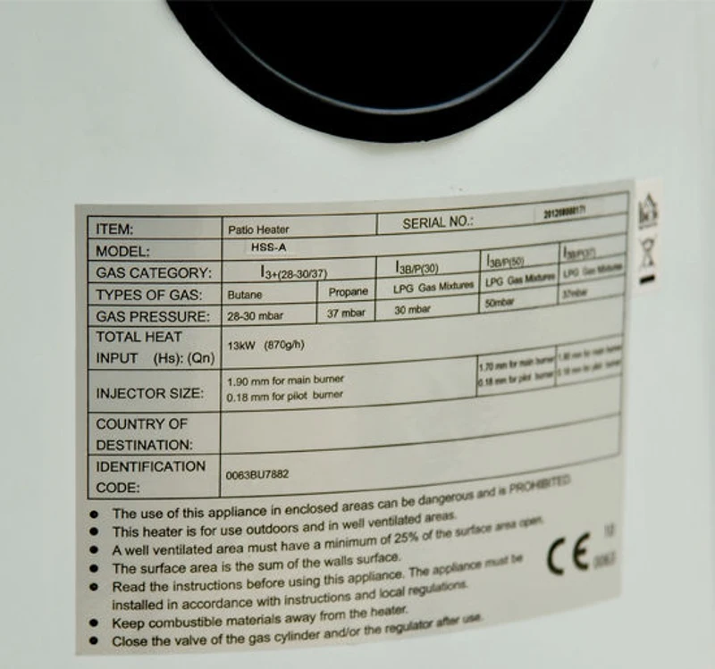 Outsunny® Gas Heizpilz / Heizstrahler 5 - 12KW