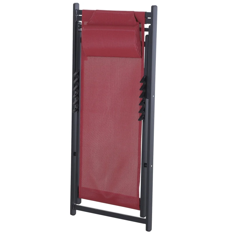 Outsunny® Klappstuhl 2er-Set Klappsessel Klappbarer Gartenstuhl Campingstuhl Alu Weinrot