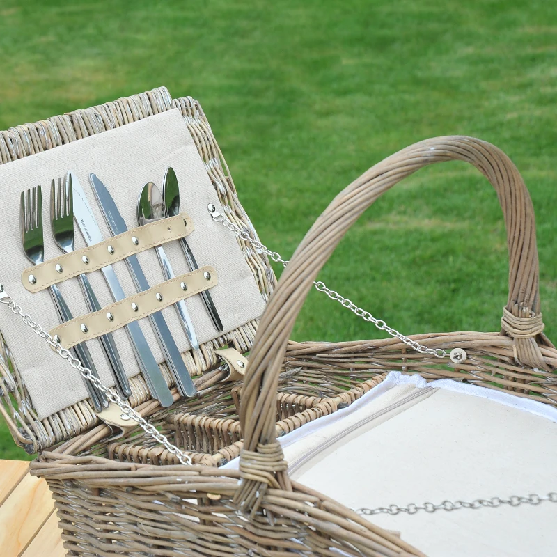 Outsunny® 23tlg. Picknickkorb mit Geschirr Kühlfach 4 Personen