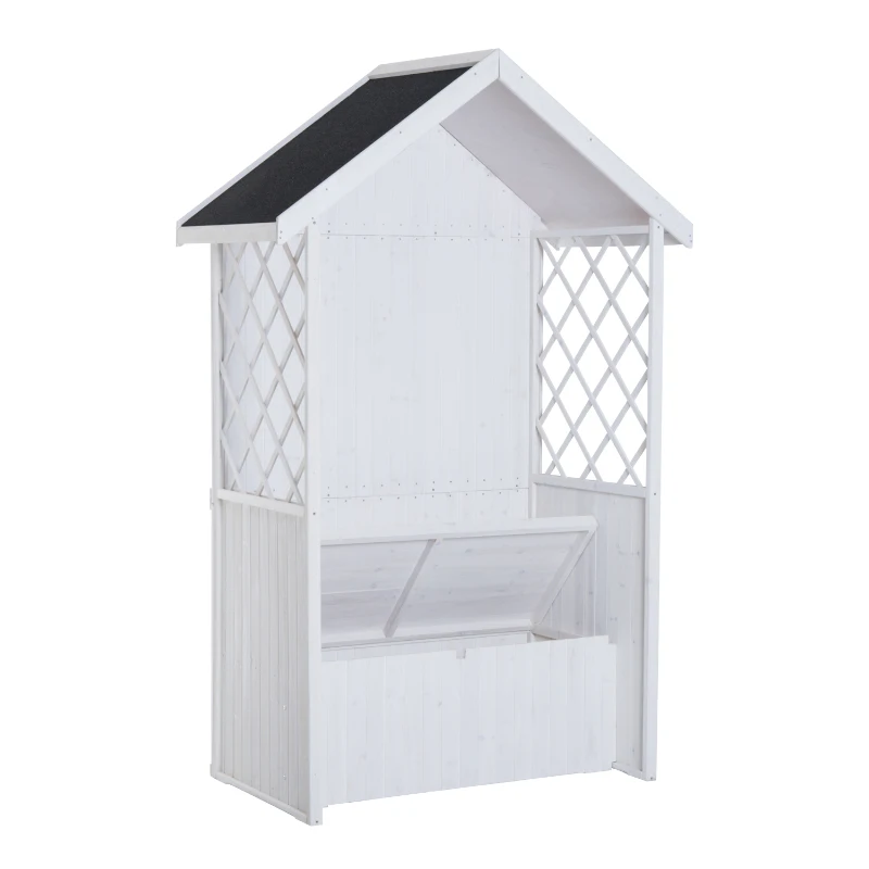 Outsunny® Laubenbank Philosophenbank mit Stauraum H225cm Weiß