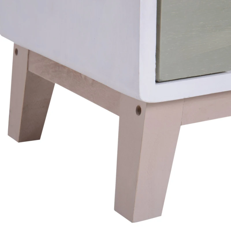 HOMCOM® Nachttisch Nachtkommode Flurkommode mit 8 Schubladen Paulownienholz bunt 55 x 30 x 65,5 cm