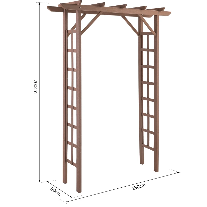 Outsunny® Torbogen Rankgitter Pflanzbogen Rankhilfe Rosenbogen Garten Laubendach Kunstholz WPC Braun 150 x 50 x 200 cm