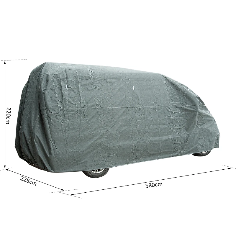 HOMCOM® Abdeckung Schutzhülle für Wohnmobil Grau 580x225x220cm