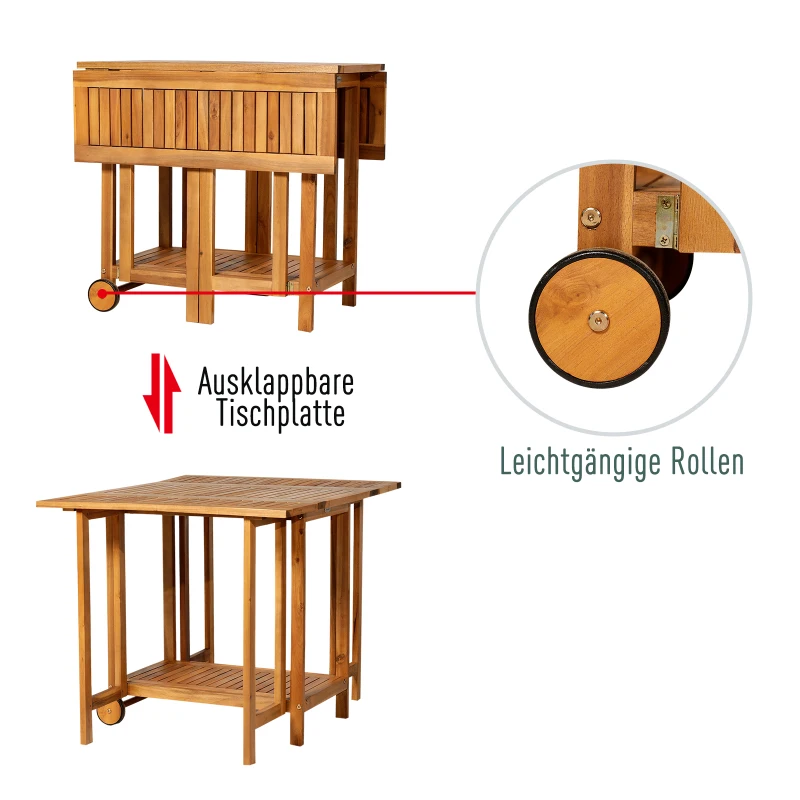 Outsunny® 5 tlg. Sitzgarnitur Gartensitzgruppe Esstischgruppe Gartenmöbel klappbar 1 Tisch + 4 Stühle Akazienholz Teak 100,5 x 82 x 75 cm