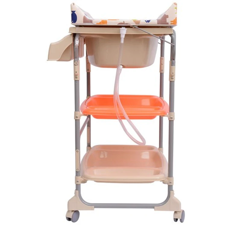 Mobiler Baby Wickeltisch mit Wickelauflage und Badewanne (2 in 1) Modell 1